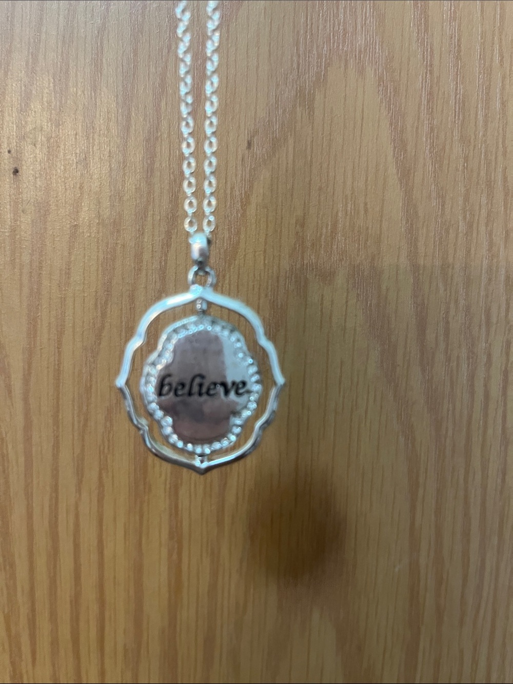 Silver-Tone 'Believe' Inspirational Pendant Necklace